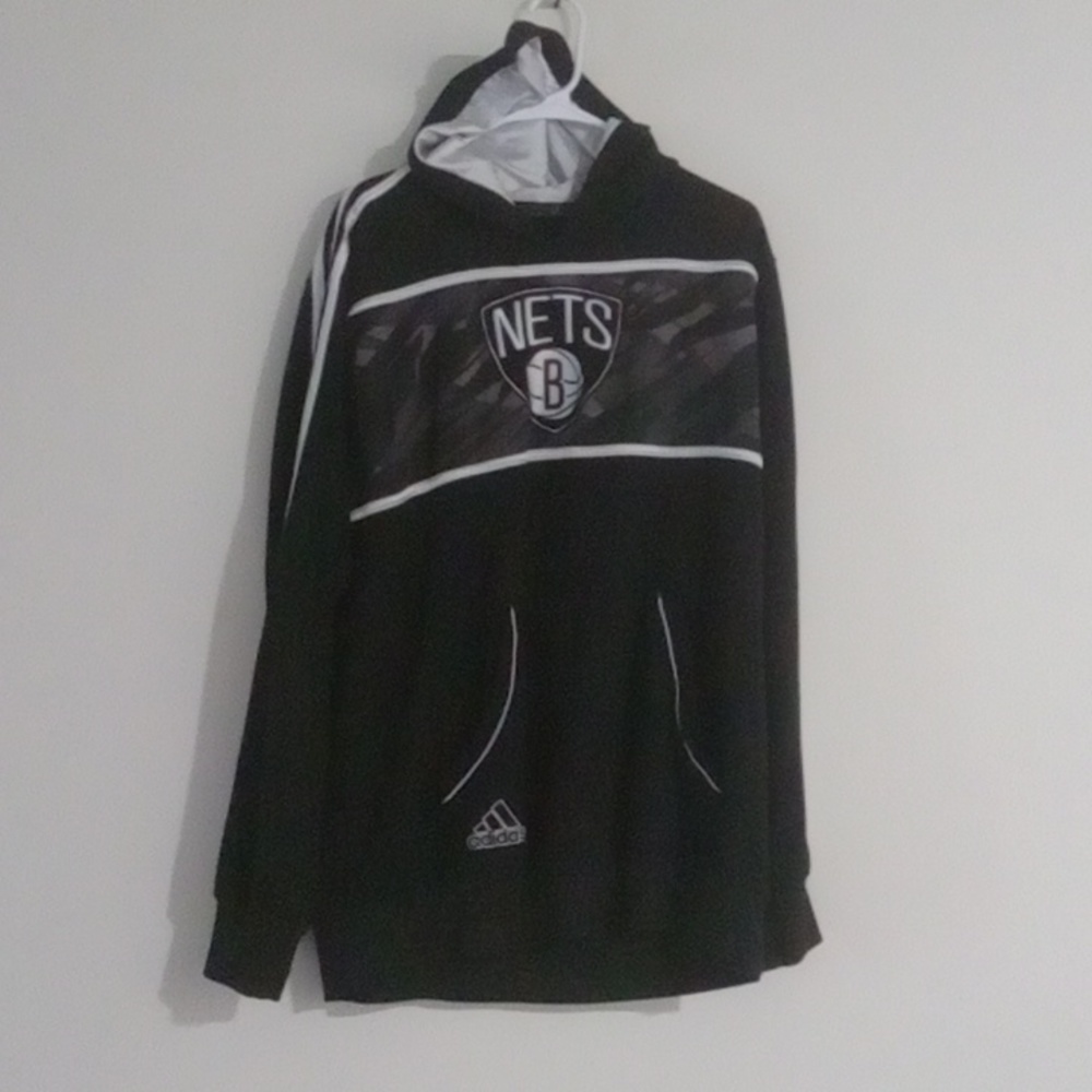 Black/grey & white Adidas fleece hoodie..size xl